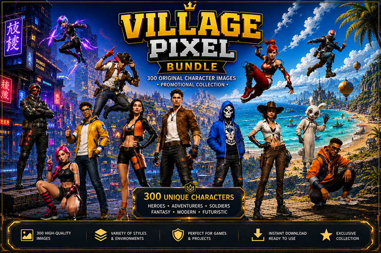 All Village Pixel Characters _ 300 Characters _ (MEGA BUNDLE)